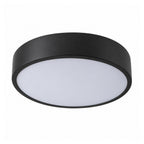 22cm black slim round LED ceiling light, on white