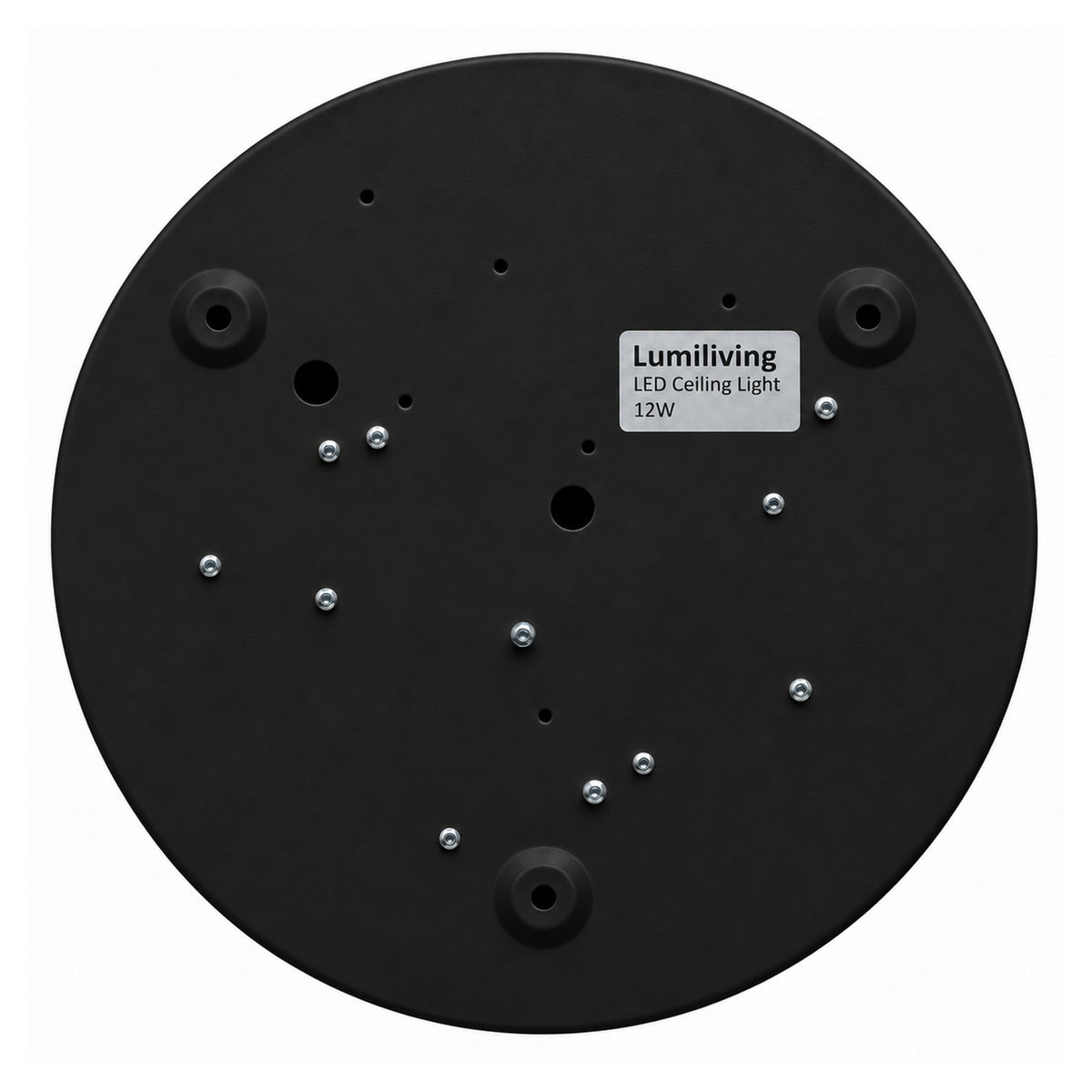 22cm black slim round LED ceiling light, back plate