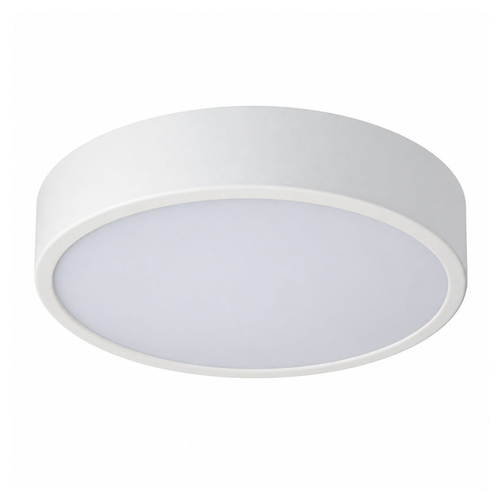 22cm white slim round LED ceiling light, on white