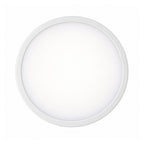 22cm white slim round LED ceiling light, lit, straight on