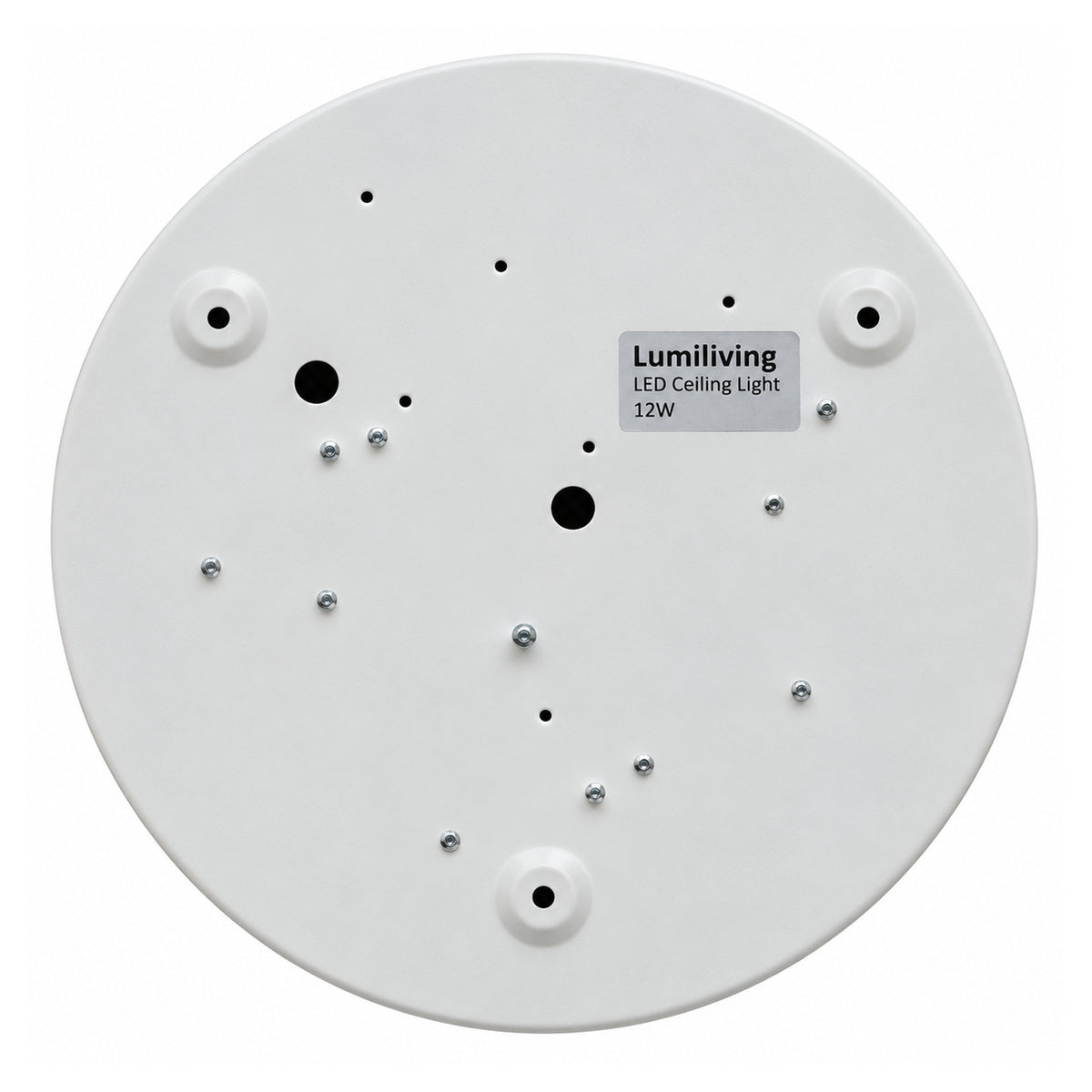22cm white slim round LED ceiling light, back plate