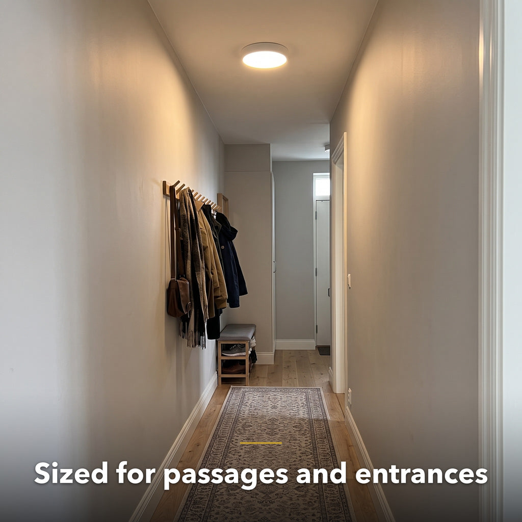 22cm white slim round LED ceiling light, in a room