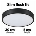 30cm black slim round LED ceiling light, 5 cm slim profile and diameter