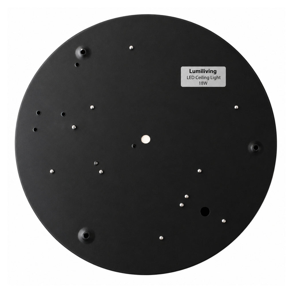 30cm black slim round LED ceiling light, back plate