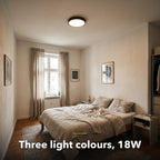 30cm black slim round LED ceiling light, in a room