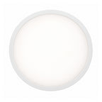 30cm white slim round LED ceiling light, lit, straight on