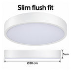 30cm white slim round LED ceiling light, 5 cm slim profile and diameter