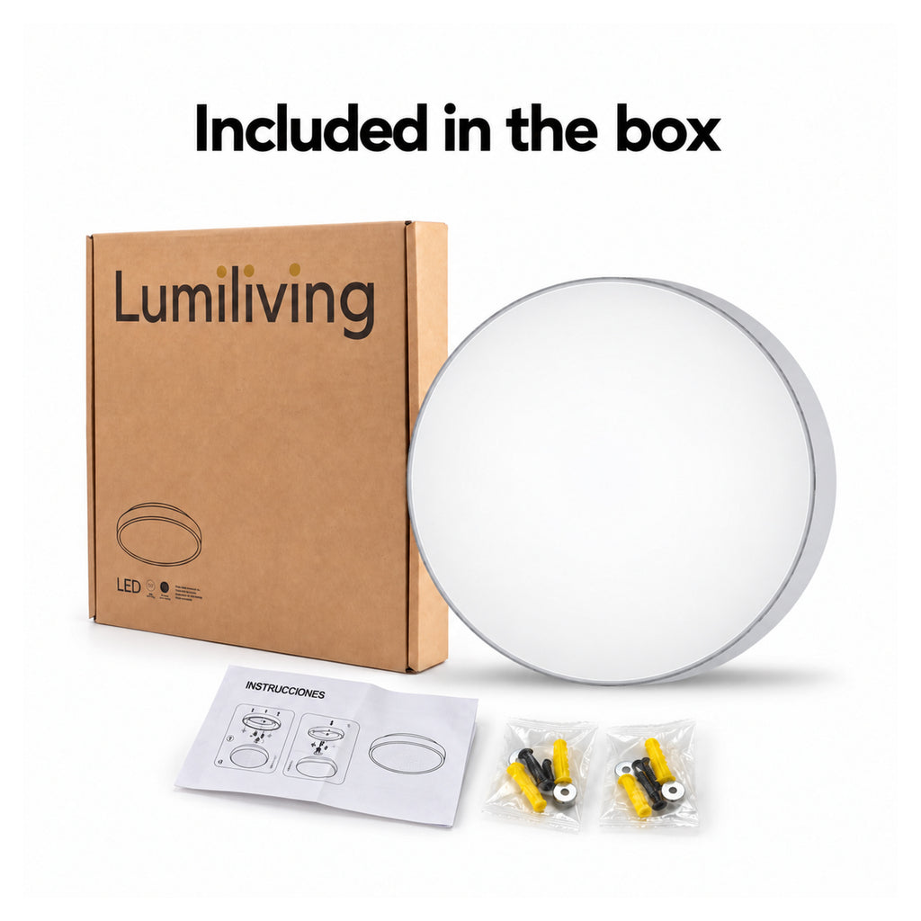 30cm white slim round LED ceiling light, what's in the box