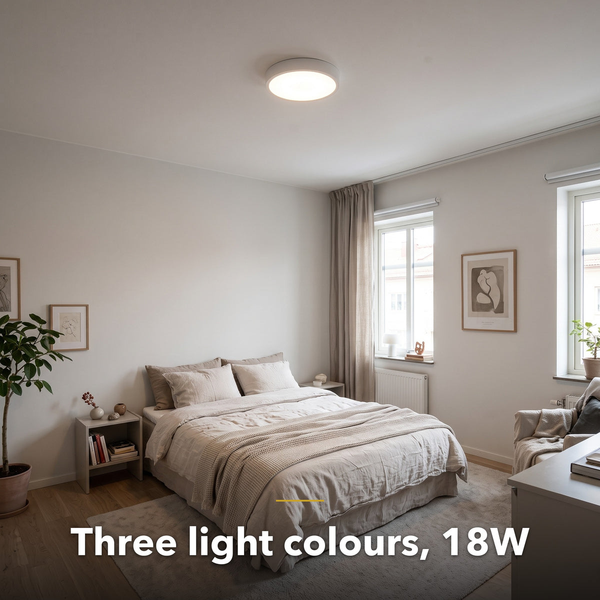 30cm white slim round LED ceiling light, in a room