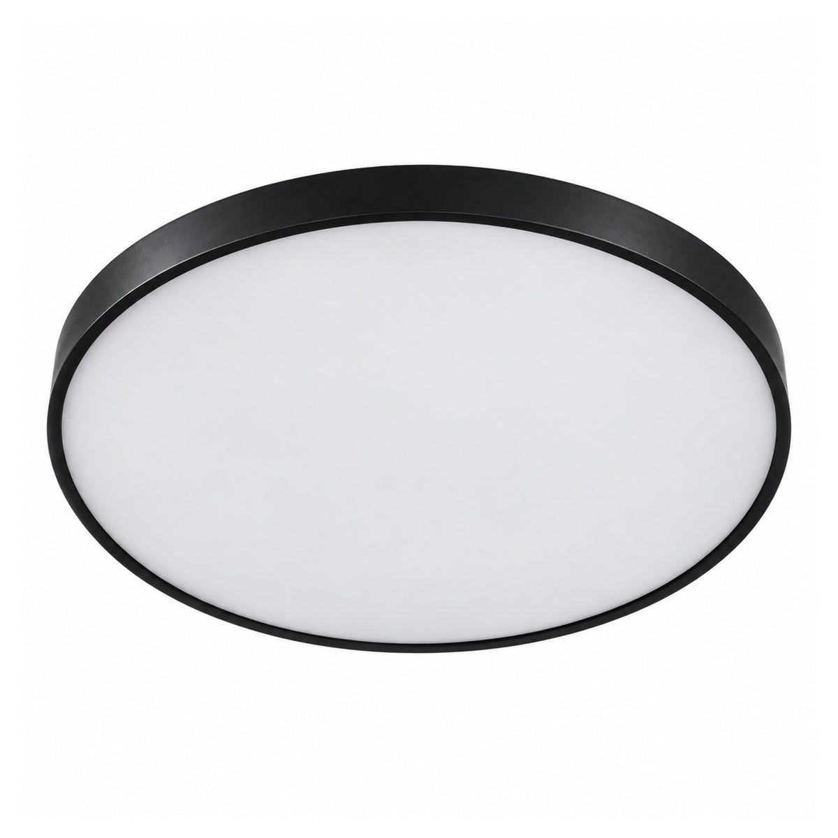 40cm black slim round LED ceiling light, on white