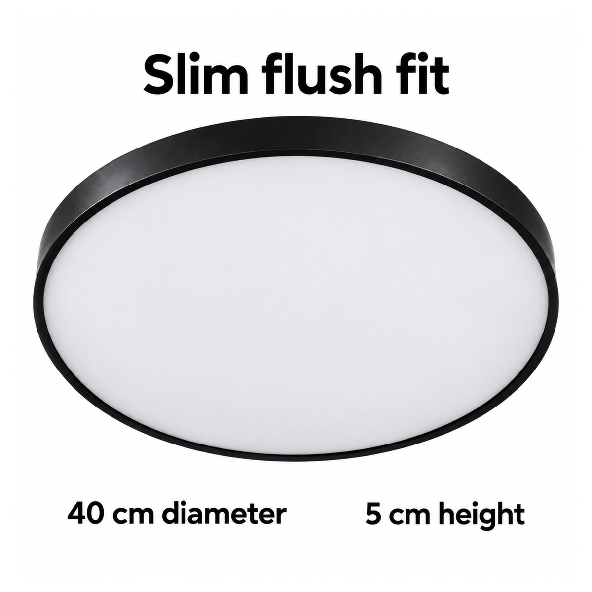 40cm black slim round LED ceiling light, 5 cm slim profile and diameter
