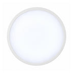 40cm white slim round LED ceiling light, lit, straight on
