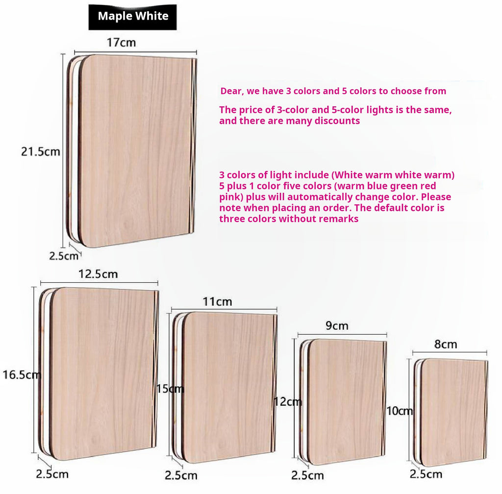 LumiLiving Folding Book Lamp - Dimensions
