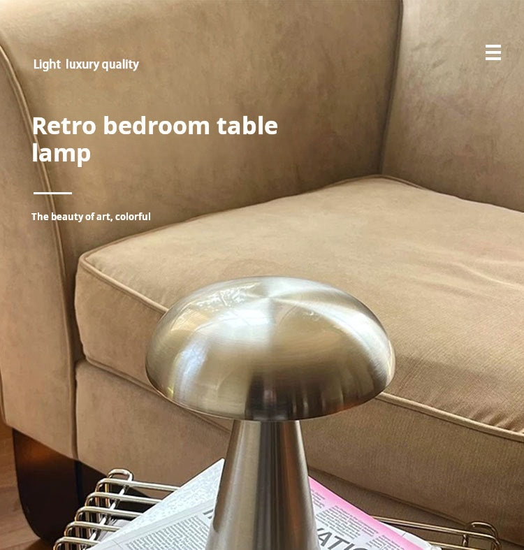 rechargeable mushroom lamp lifestyle next to sofa light luxury