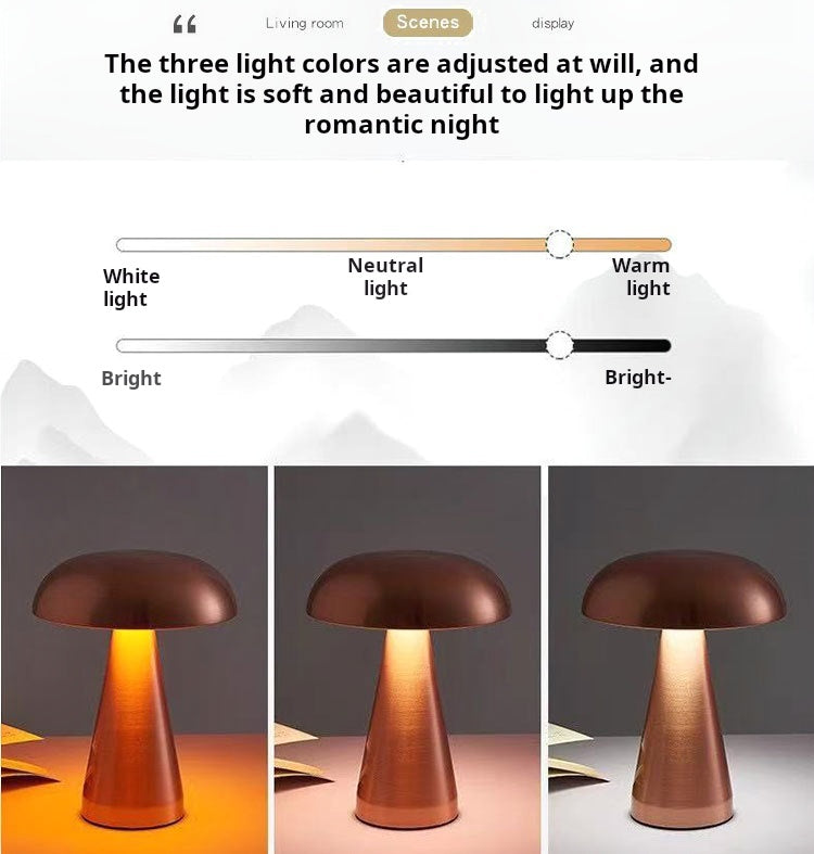 LED mushroom lamp warm neutral cool white light temperature adjustment