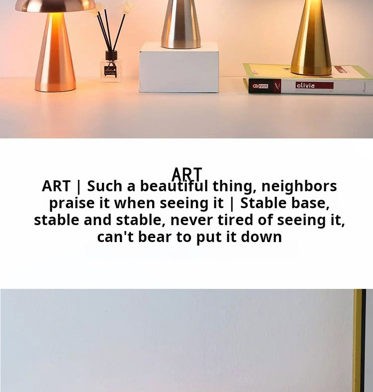 mushroom table lamp three metallic finishes glowing ambient light