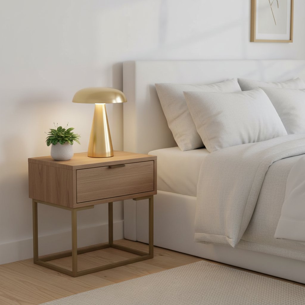 LED mushroom table lamp bedroom bedside lifestyle Scandinavian interior