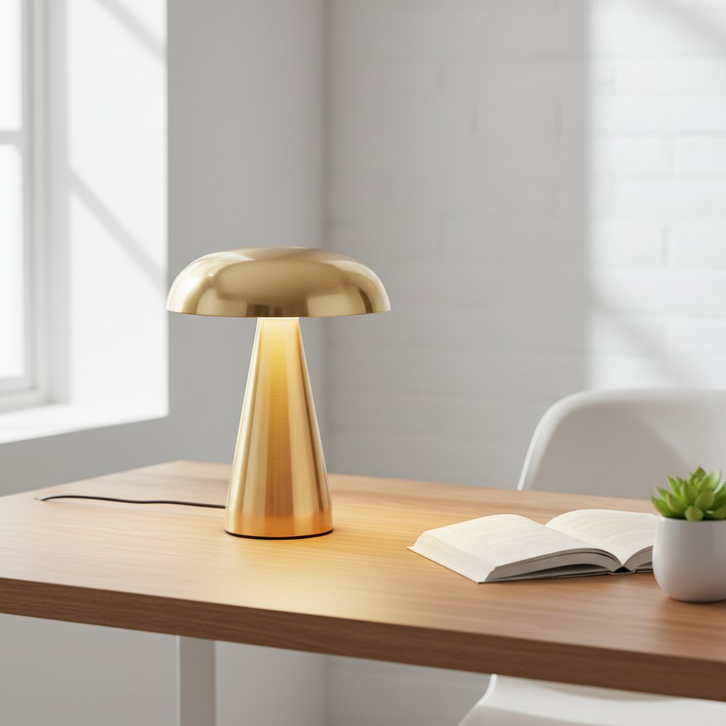 touch control mushroom lamp desk workspace modern home office
