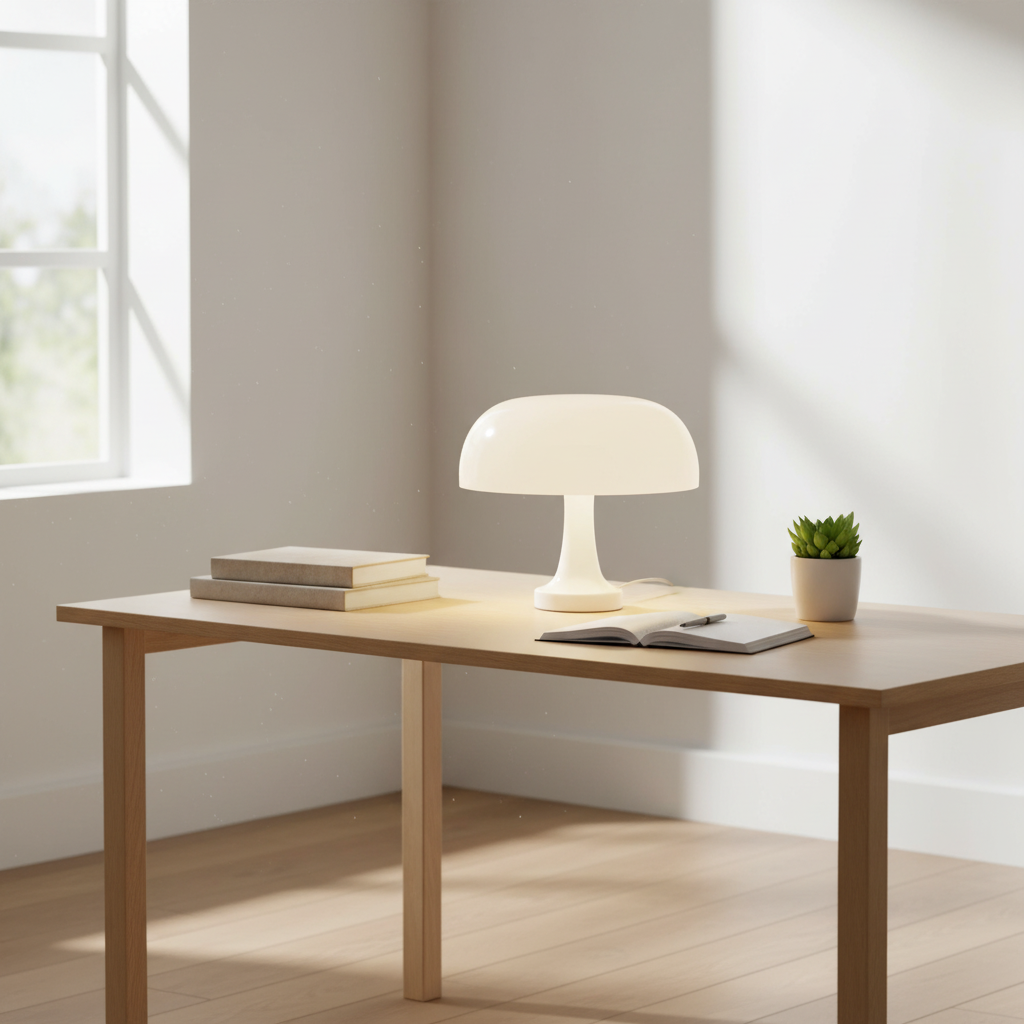 White Mushroom LED Desk Lamp - Scandinavian Desk