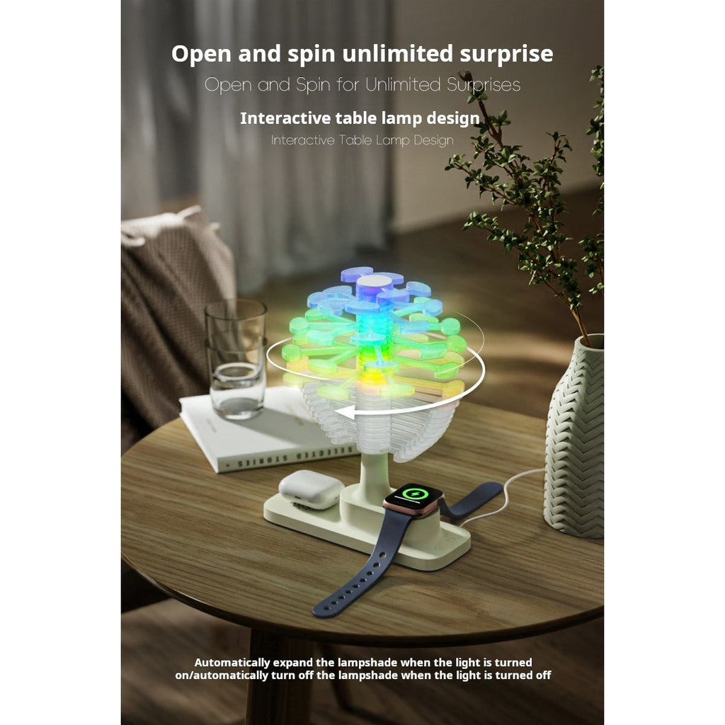 3-in-1 Wireless Charging Night Light - Auto Open Close Mechanism