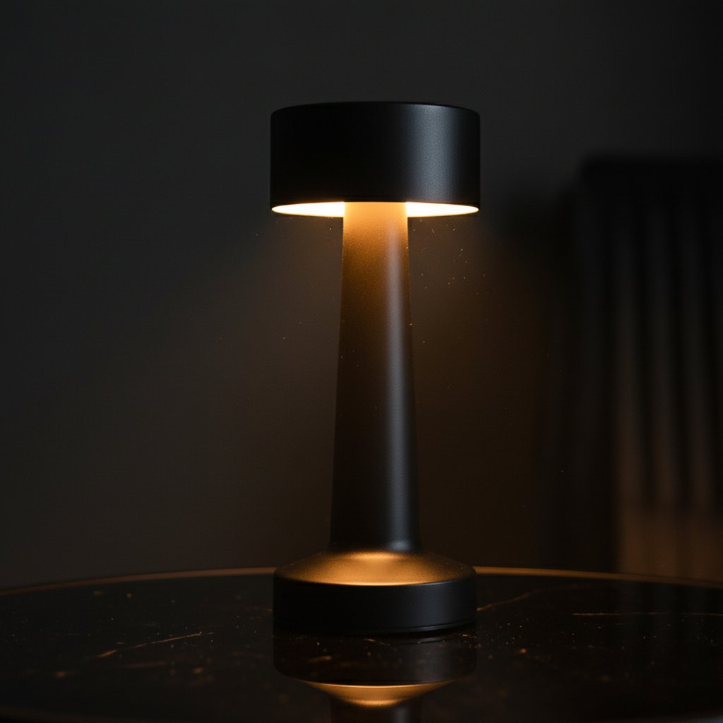 Nordic LED Metal Retro Table Lamp - Close-up detail of warm ambient light