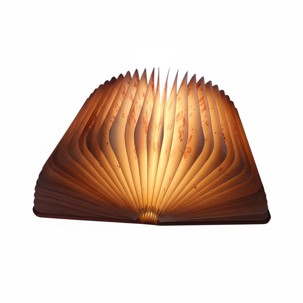 LumiLiving Folding Book Lamp - Walnut Red