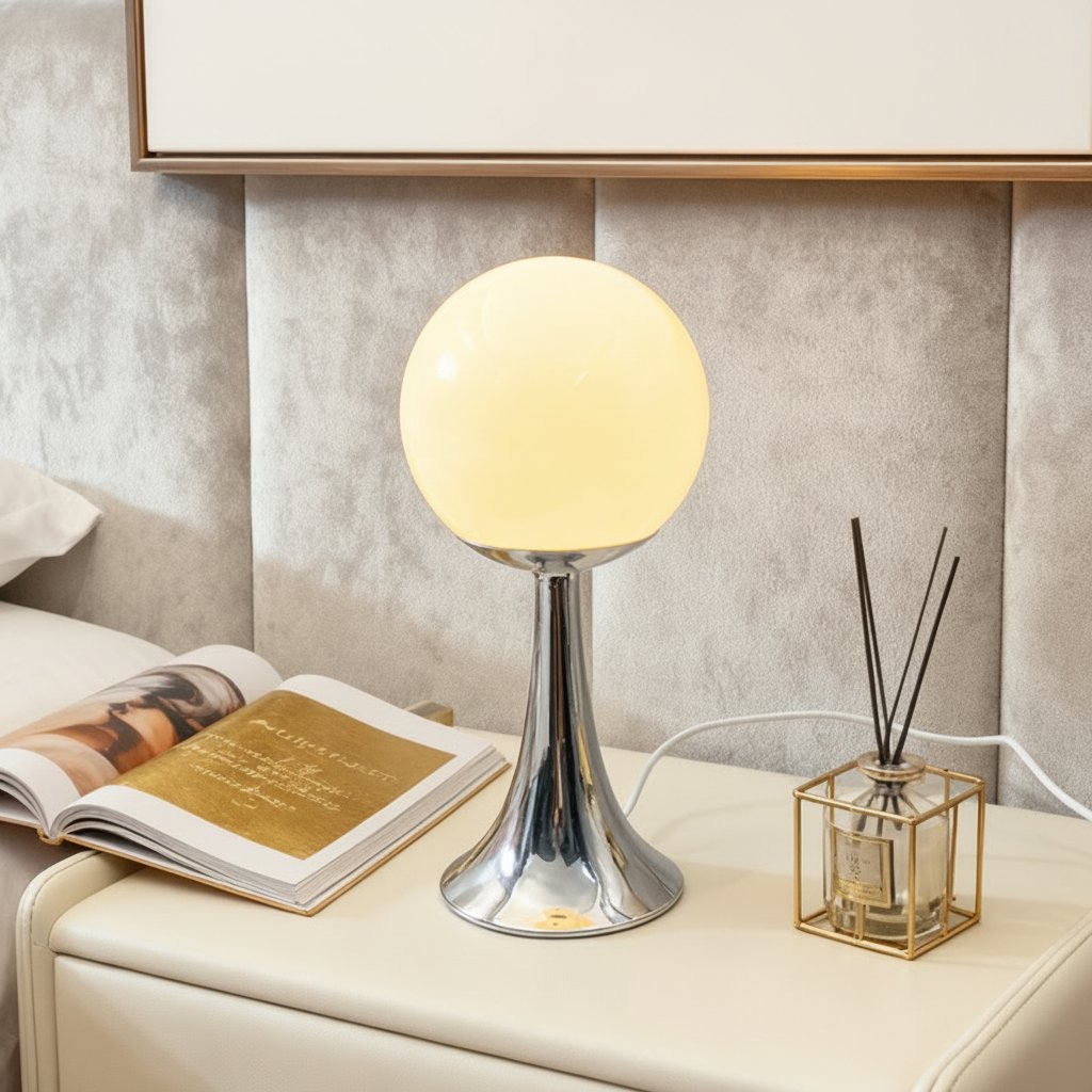 Retro Spherical Globe Table Lamp - USB Warm White Bedside Night Lamp