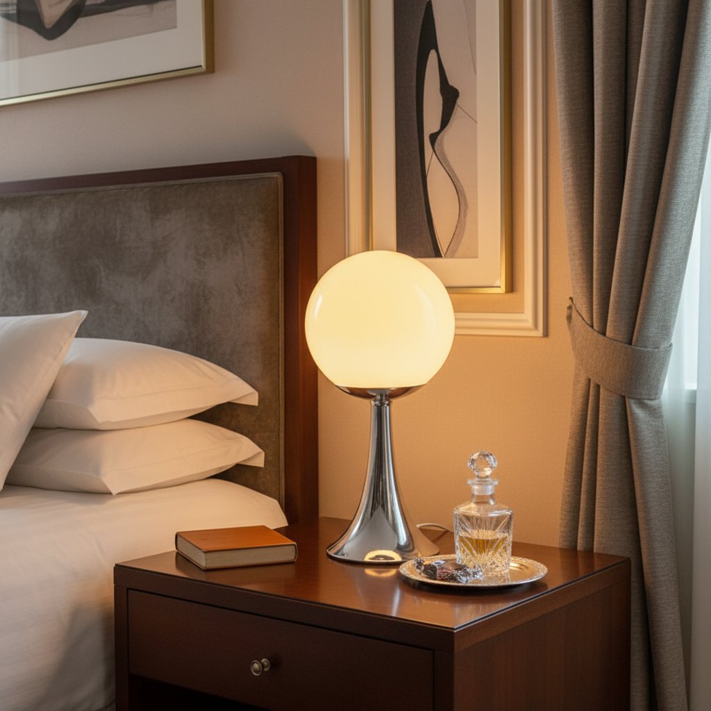 Retro Spherical Globe Table Lamp - USB Warm White Bedside Night Lamp