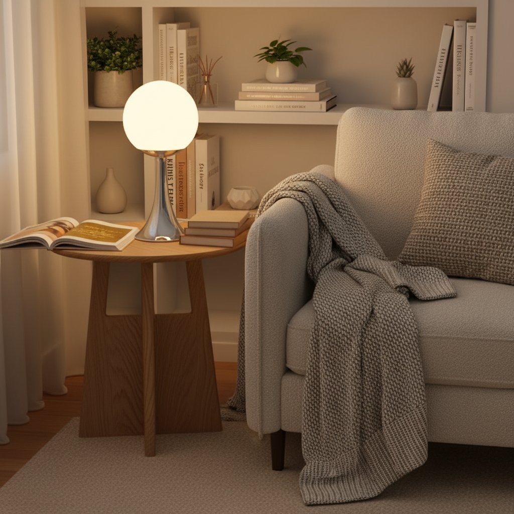 Retro Spherical Globe Table Lamp - USB Warm White Bedside Night Lamp