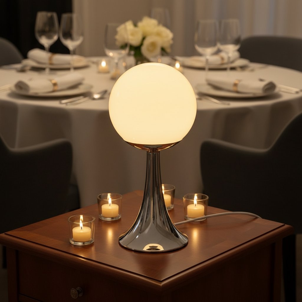 Retro Spherical Globe Table Lamp - USB Warm White Bedside Night Lamp
