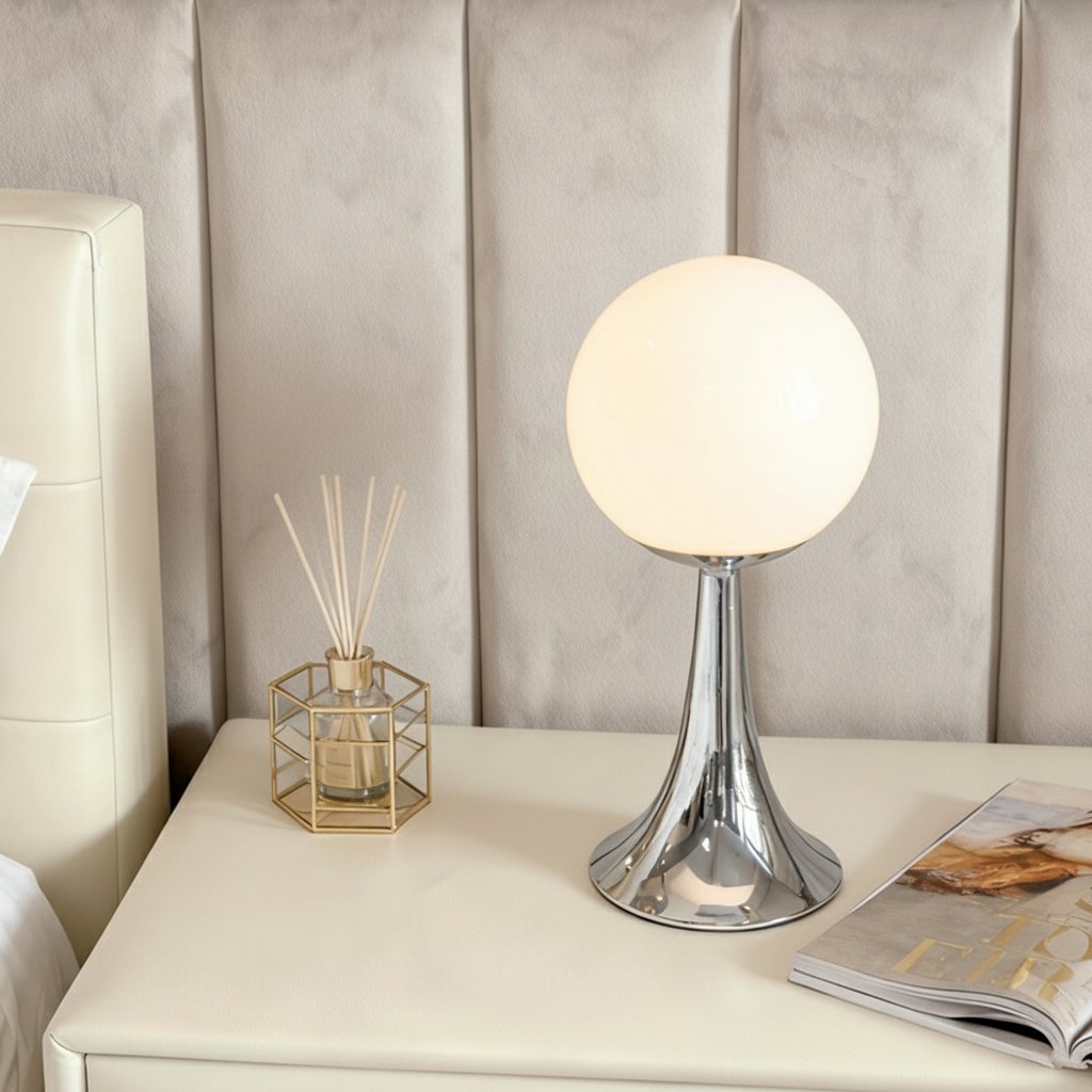 Retro Spherical Globe Table Lamp - USB Warm White Bedside Night Lamp