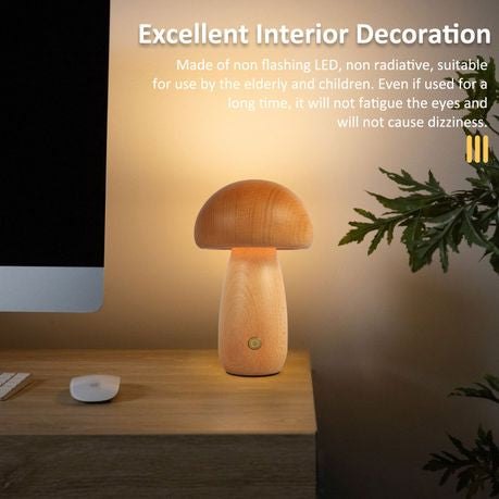 Portable Mushroom Table Lamp: Touch Dimmable Night Light