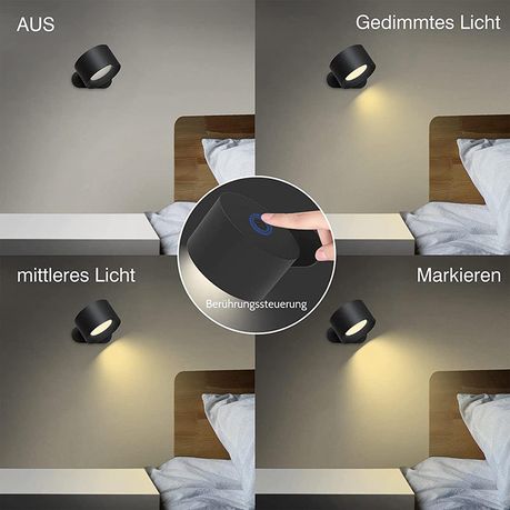 Magnetic 360° Rotating LED Wall Light – Rechargeable & Dimmable