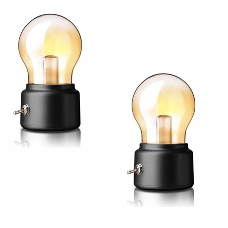 Retro LED bulb lamp rechargeable - warm vintage glow front view