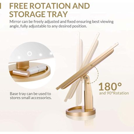 Champagne Gold Tri-Fold Vanity Mirror