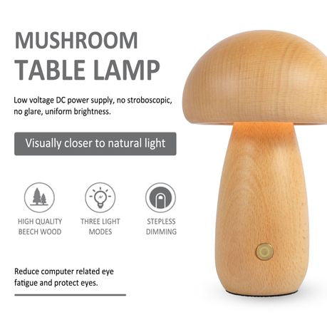 Portable Mushroom Table Lamp: Touch Dimmable Night Light