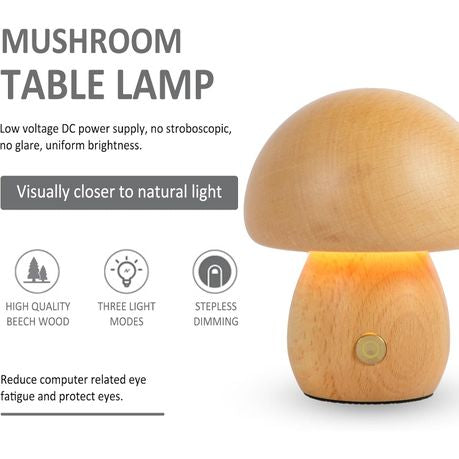 Portable Mushroom Table Lamp: Touch Dimmable Night Light