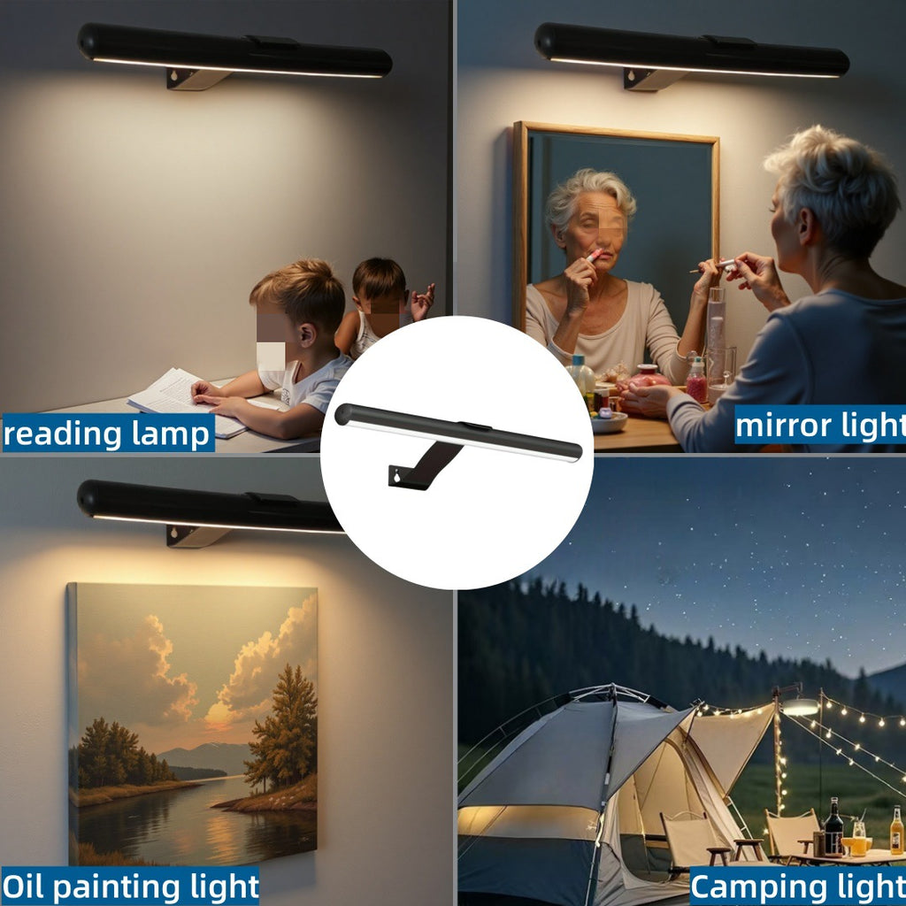 Rechargeable Mirror Light - 4 use cases: reading, makeup, art, camping