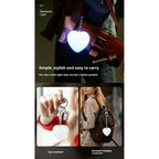 LED heart keychain light attached to backpack and keys lifestyle
