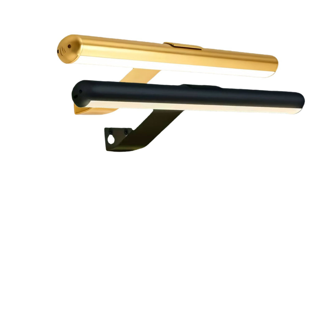 Rechargeable Mirror Light - Black & Gold with LED lights on