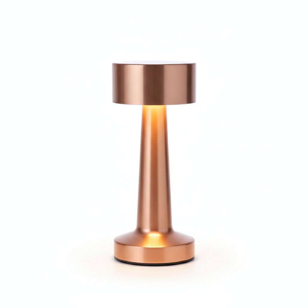Nordic LED Metal Retro Table Lamp - Rose Gold on white background