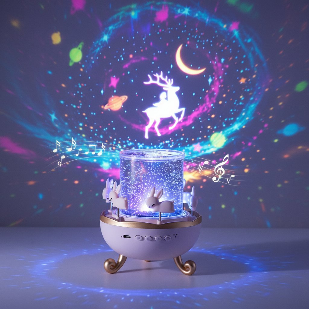 Star Projector Music Box Model — White Background
