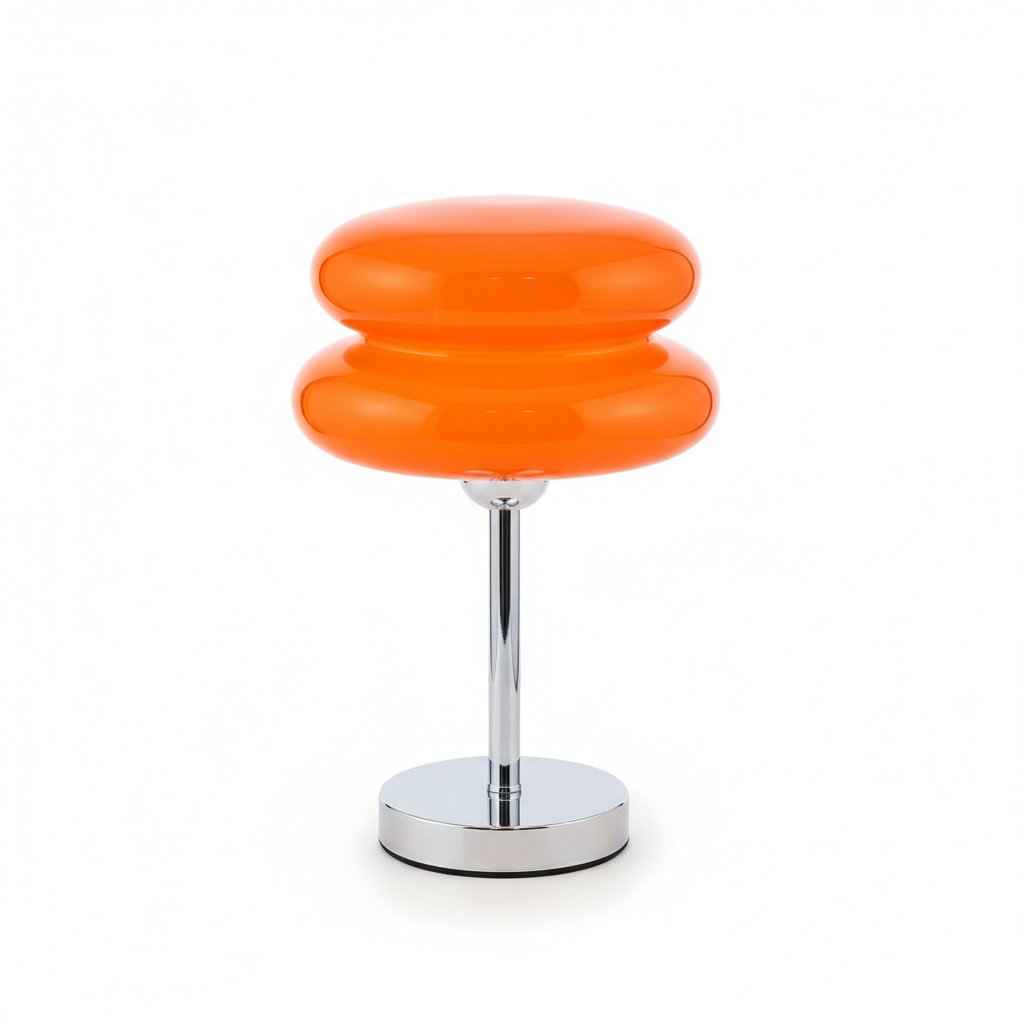 Vintage Hamburg glass table lamp Orange - USB Bauhaus bedside light white background