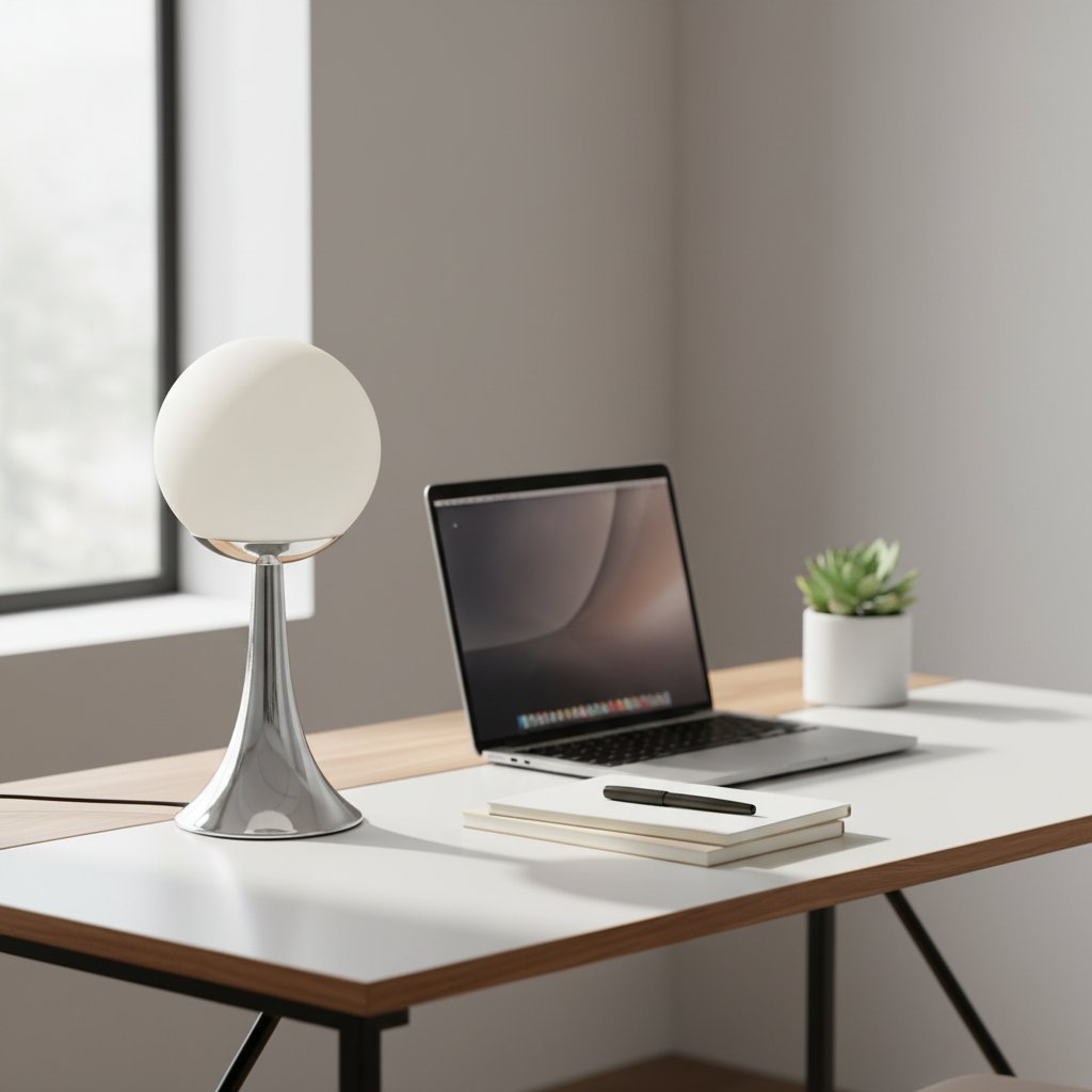 Retro Globe Lamp White - desk workspace lifestyle