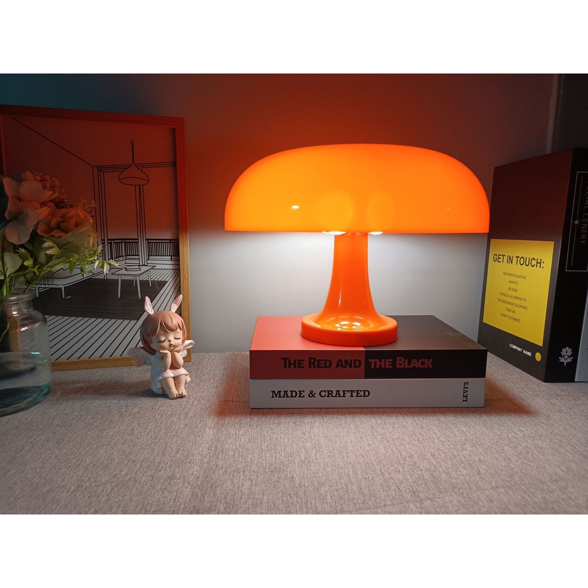 Mushroom Desk Lamp in Cozy Bedroom Setting
